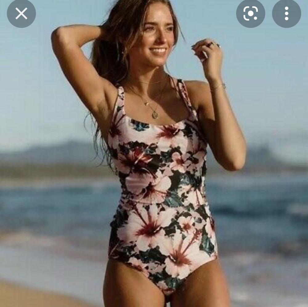 Albion bronte eden one piece floral cutout pink swimsuit small